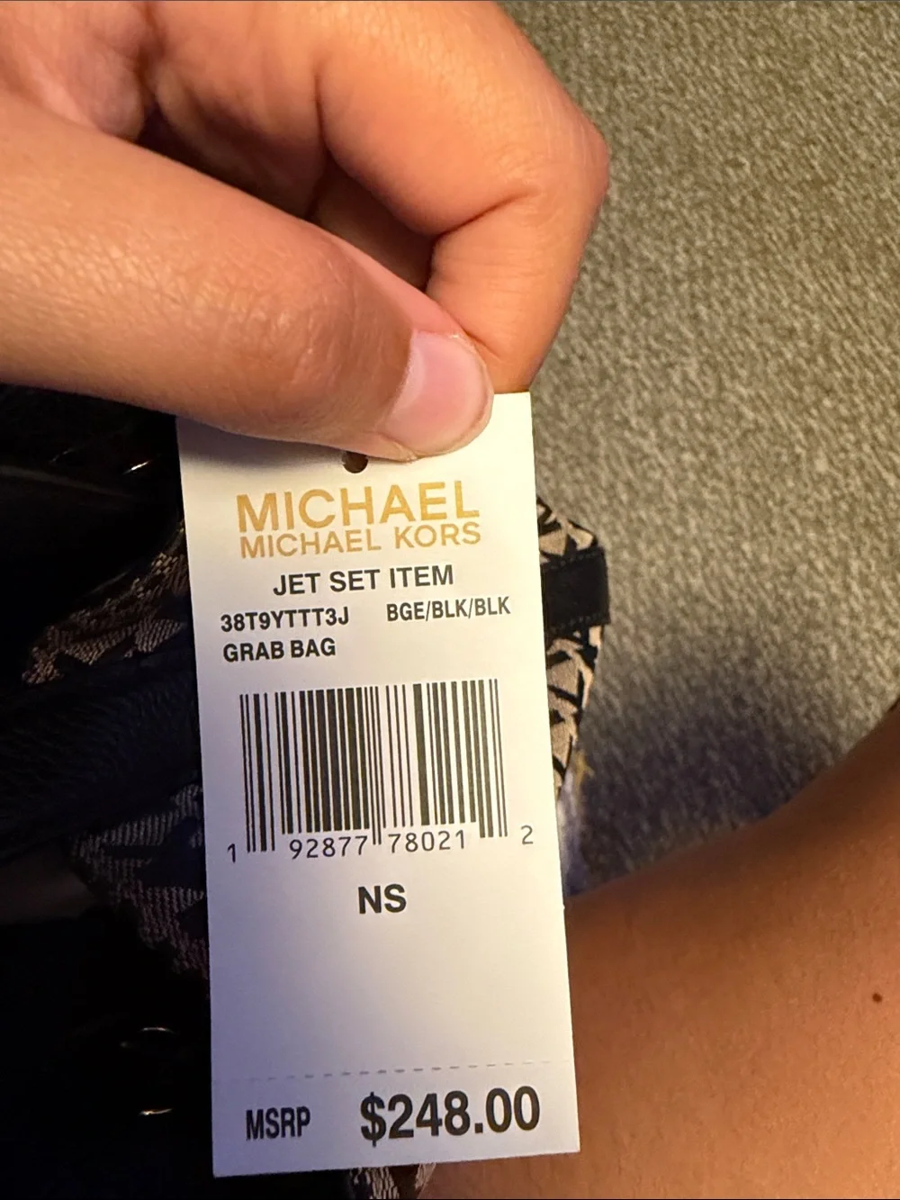 Michael Kors Brown MK Logo Tote with Black Straps